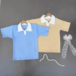 پولوشرت مدل ترمه با یقه سفید و پارچه فانریپ پنبه کشی؛ برای استایل هماهنگ مادر و دختر 🎀
