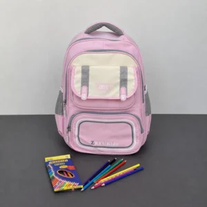 کوله پشتی مدرسه فانتزی ZRYU Kids مدل پینترستی در رنگ‌های کالباسی و صورتی